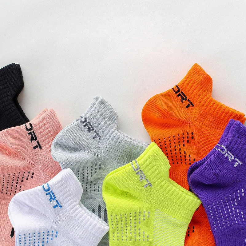 Running Socks Summer Women Sports Socks Thin Breathable Mesh Strip Low Cut Non-slip Shock-absorbing Athletic Running Cottom Boat Socks