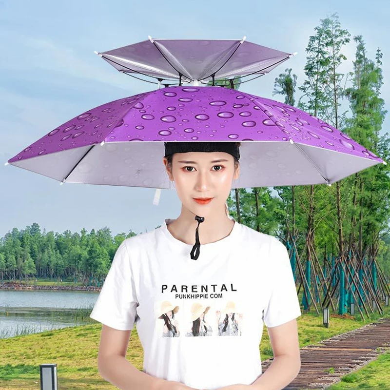 접이식 비 우산 모자, 태양 쉐이드, 방수 낚시 모자, 해변 머리 모자, 이중 레이어 UV 차단 자외선 차단제