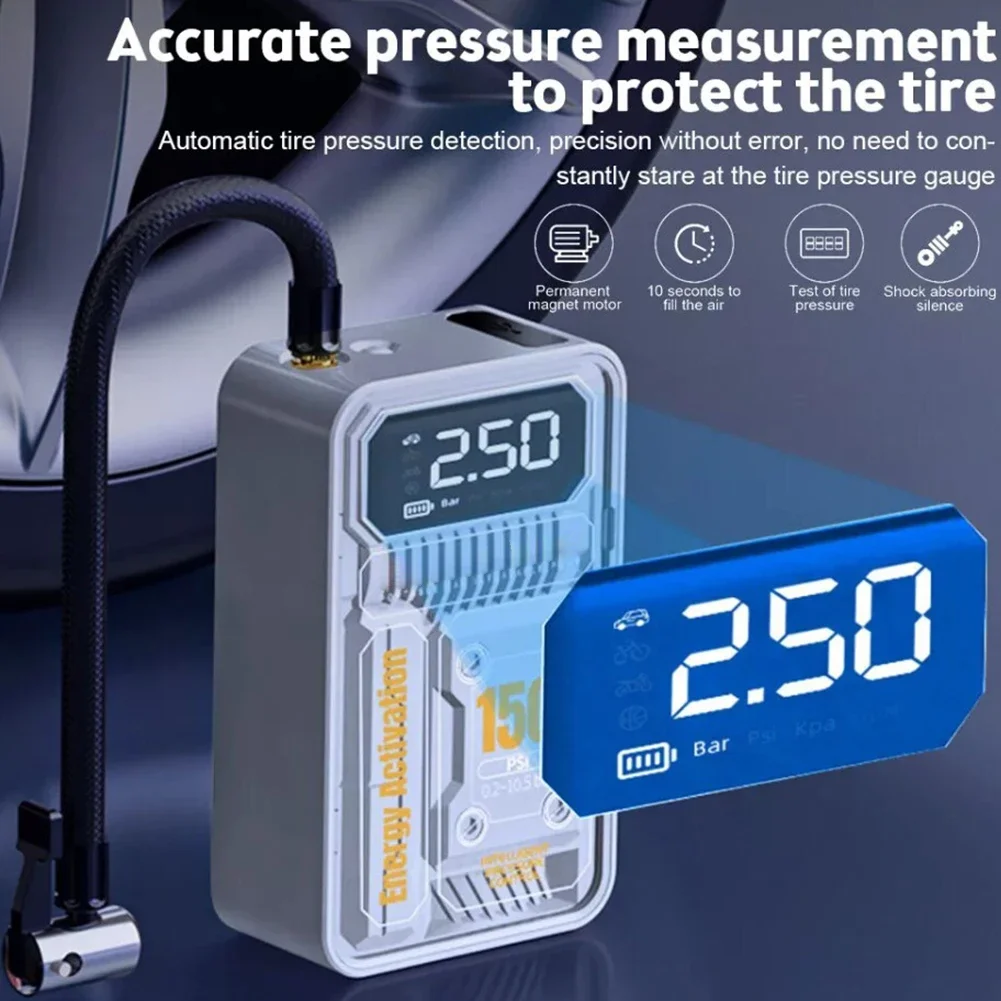 USB Air Compressor Pump Wireless Car Electric Tire Inflator For Motocycle Bicycles Ball Portable Digital Tyre Inflator