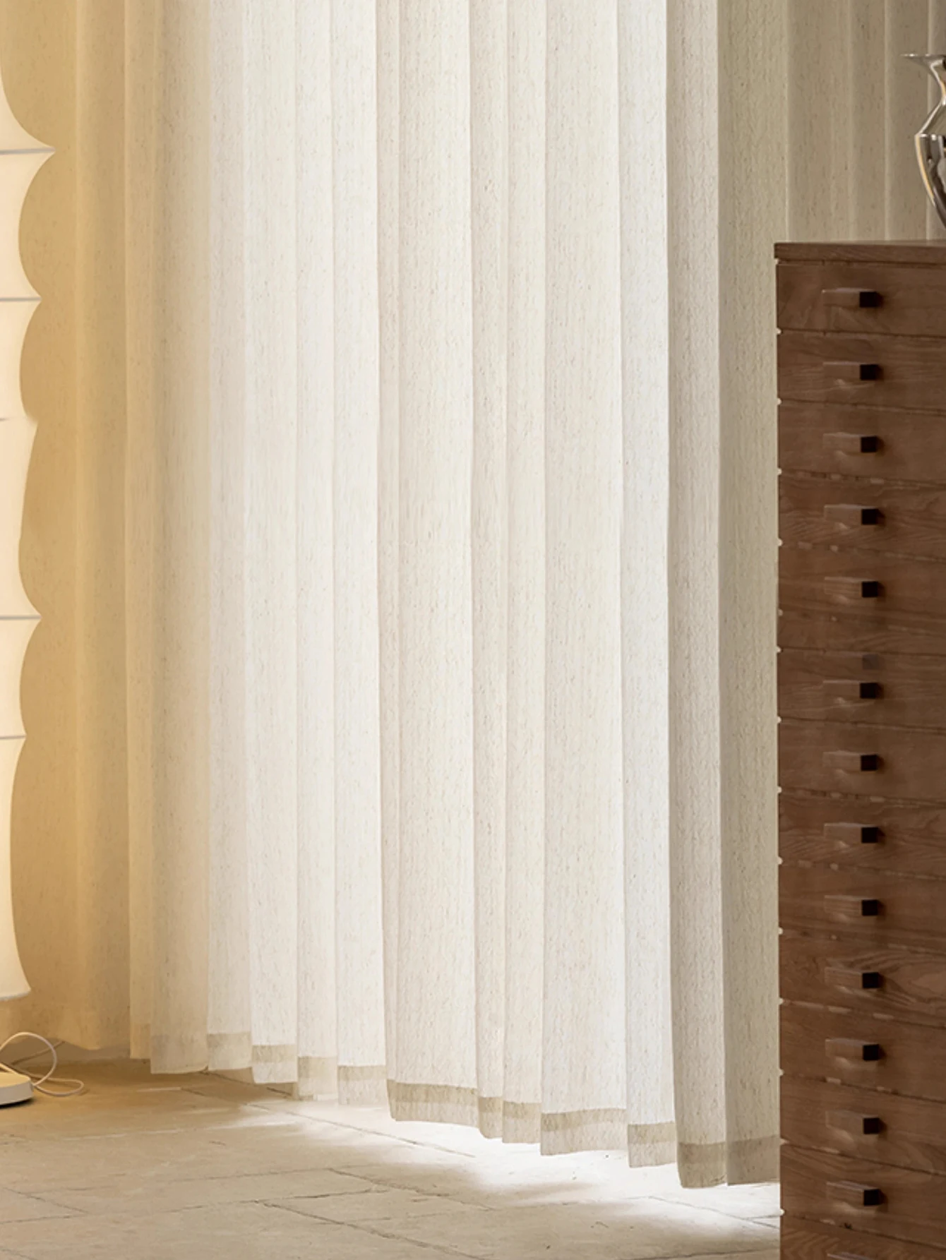 Japanese-style log wind garden small fresh linen curtain screen 4