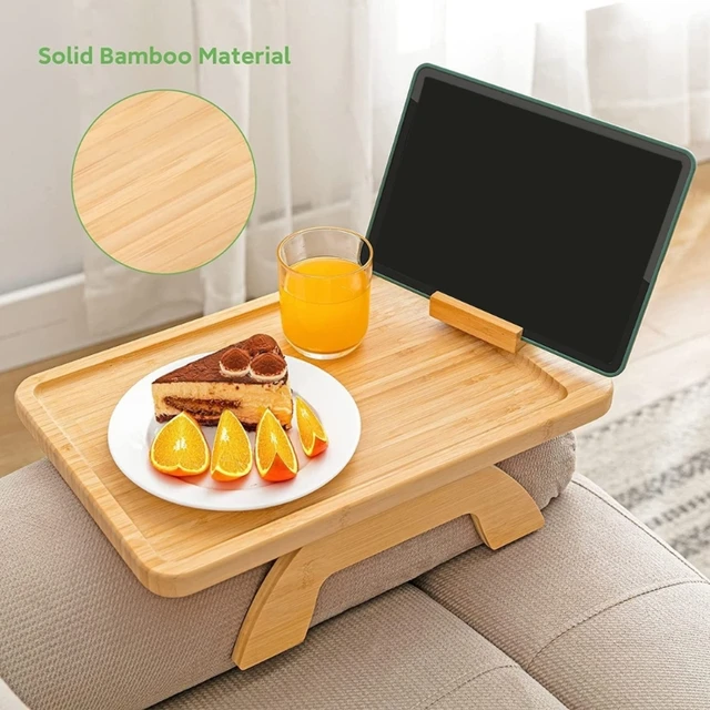 Bandeja de madera de Acacia para Reposabrazos de sofá, Clip de mesa, mesa  de brazo para sofás anchos, mesas laterales de madera para comer -  AliExpress