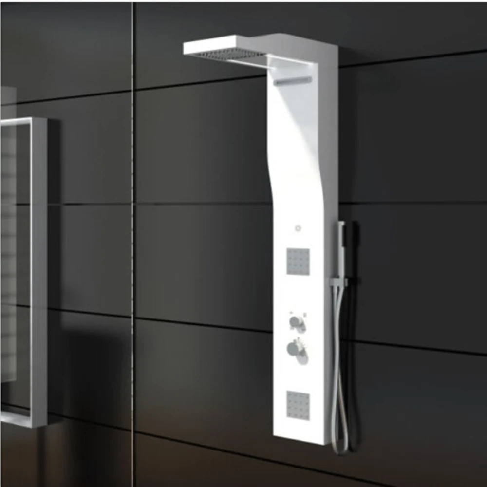 Wall Mounted Solid Surface Stone Shower Panel Corian Waterfall Rain Curtain Column WD0036