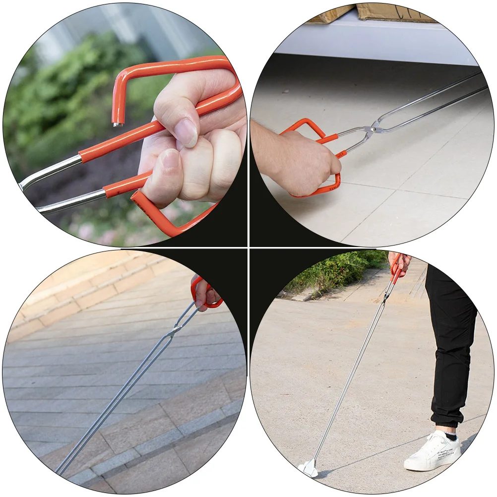 2 Pcs Grabbers Trash Can Stainless Steel Picker Clamps Camping Garbage Tool Litter Red Trashing Pliers 6