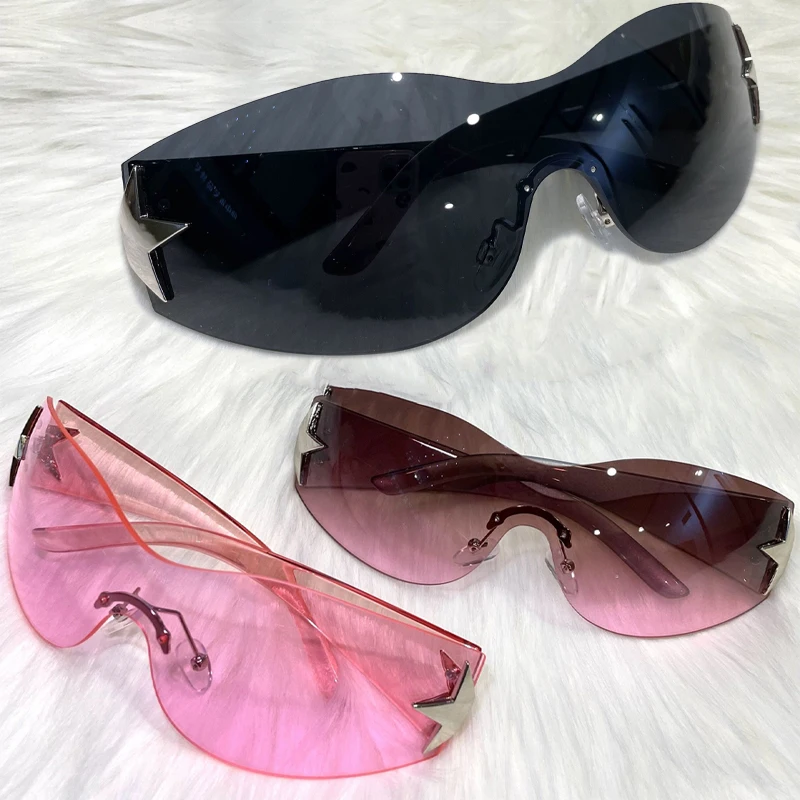 

Y2K Star Decoration Sunglasses Women Men Luxury Punk Trendy Rimless Sun Shades Glasses Travel Retro Googles Eyewear