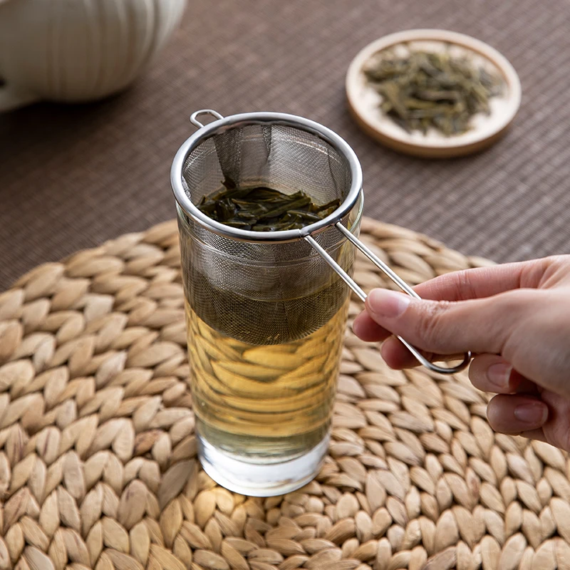 Stainless Steel Tea Infuser Reusable Tea Leak Filter Teapot Strainer Single Ear Shape Coffee Herb Spice Diffuser with Handle