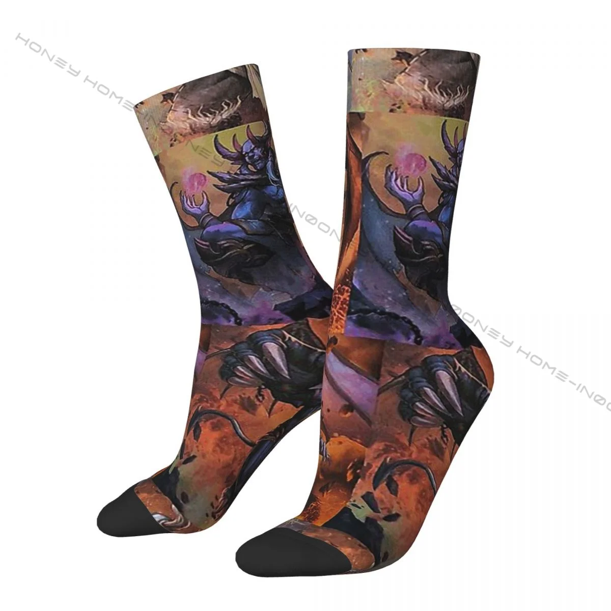 

Funny Men's Socks Burning Abyss Retro Harajuku Yugioh Duel Monsters Hip Hop Novelty Crew Crazy Sock Gift Pattern Printed