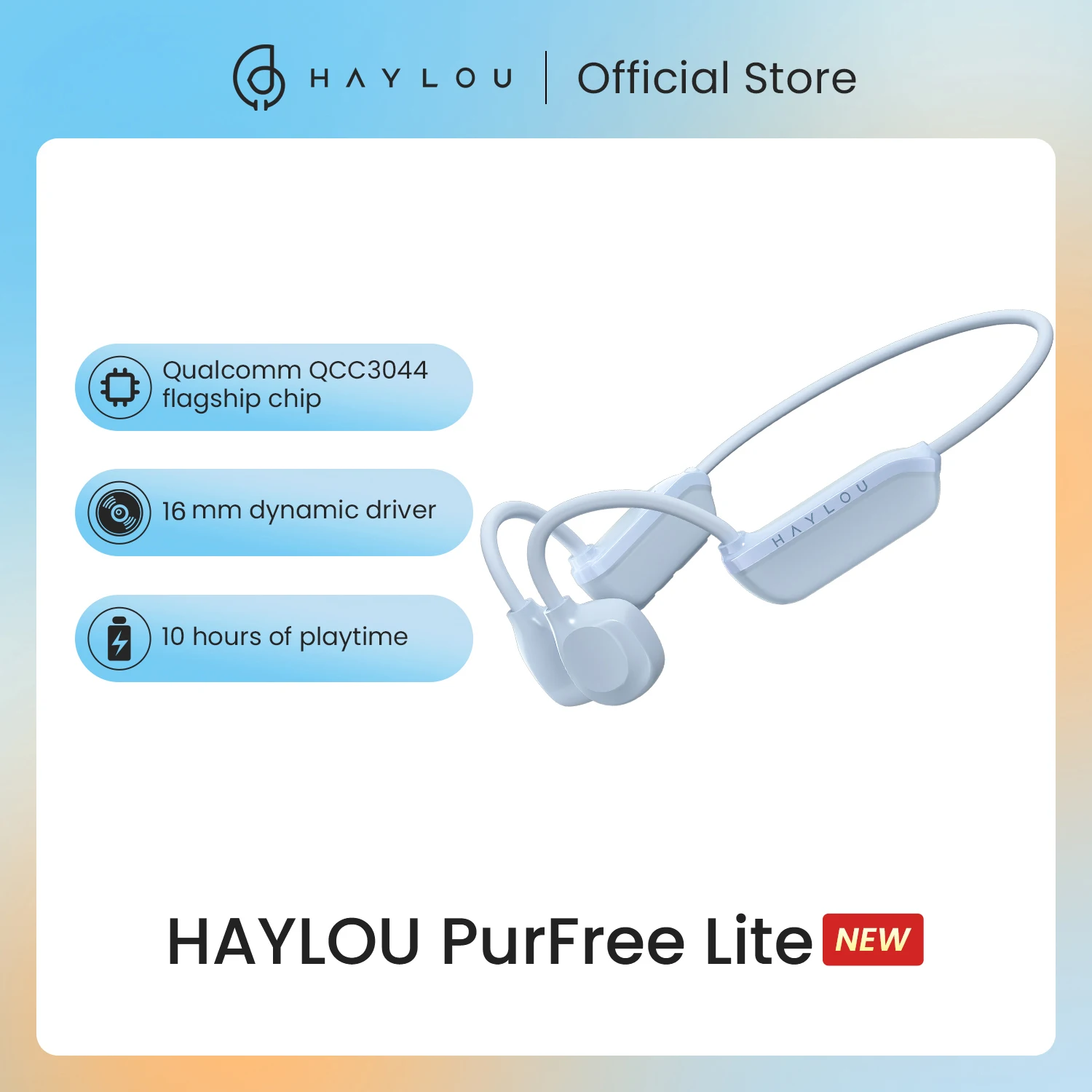 Haylou Purfree Lite Cuffie A Conduzione Ossea Auricolare Sportivo Wireless Qualcomm Qcc3044 10H Playtime 20Mm Driver Dinamico