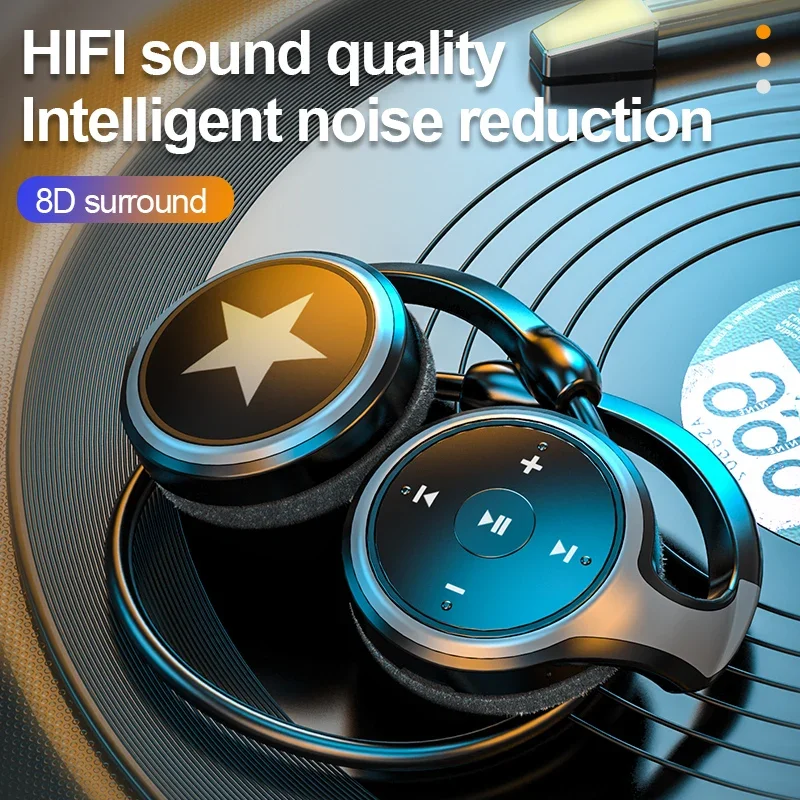 Wearable MP3 Headset Bluetooth Radio MP3 Music Player Sport Bluetooth Headphone Wireless Earphones Support TF Card Microphone