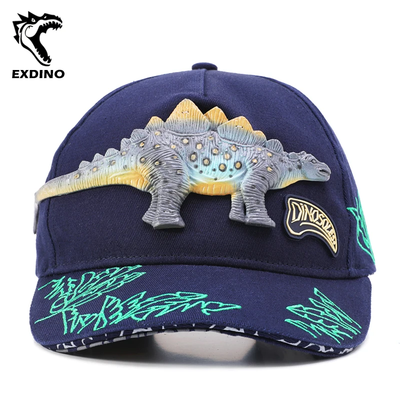 EXDINO Kids Hats 3D Dinosaur 3-10Y Boys Girls Sports Baseball Cap Adjustable Cotton Breathable Children's Outdoor Sun Hats baseball cap baby hat kids caps