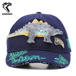 EXDINO Kids Hats 3D Dinosaur 3-10Y Boys Girls Sports Baseball Cap Adjustable Cotton Breathable New Children's Outdoor Sun Hats