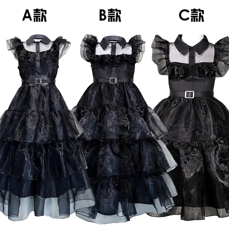 

Wednesday Addams Cosplay Costume Schoolgirls Nevermore College Black Ball Dress Outfits for Women Kids Halloween Carnival Suits