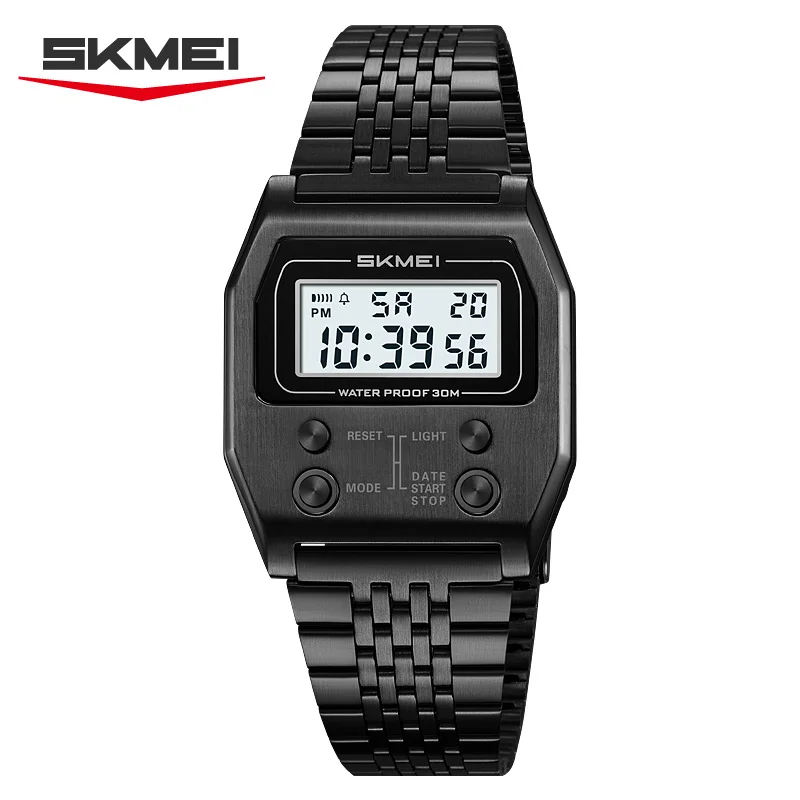 Mens Wristwatches Stainless Steel Sport Luxury Retro LED Electronic Waterproof Digital Watch For Men Reloj Hombre_voghion.com