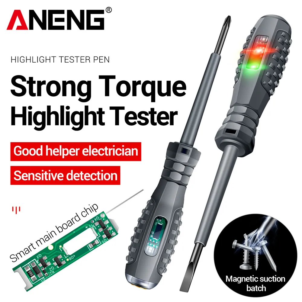 ANENG-Stylo électrique isolé pour électricien, testeur de poche, outils de stylo, indicateur d'ampoule néon, tournevis en croix, point culminant, B05 Word