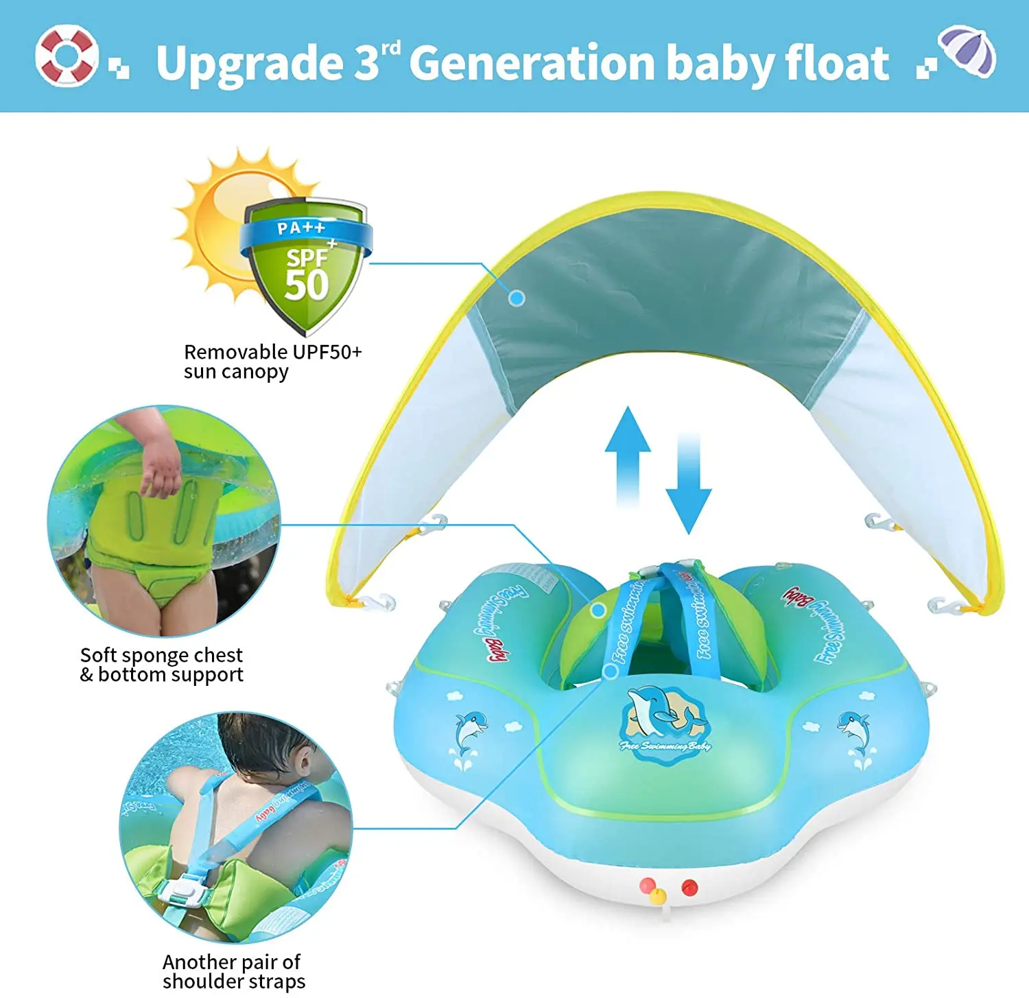 Baby Swimming Ring Float Kids Waist Inflatable Swim Pool Toys Infant Floater Lying Circle Ring Toddler Bathing Accessories