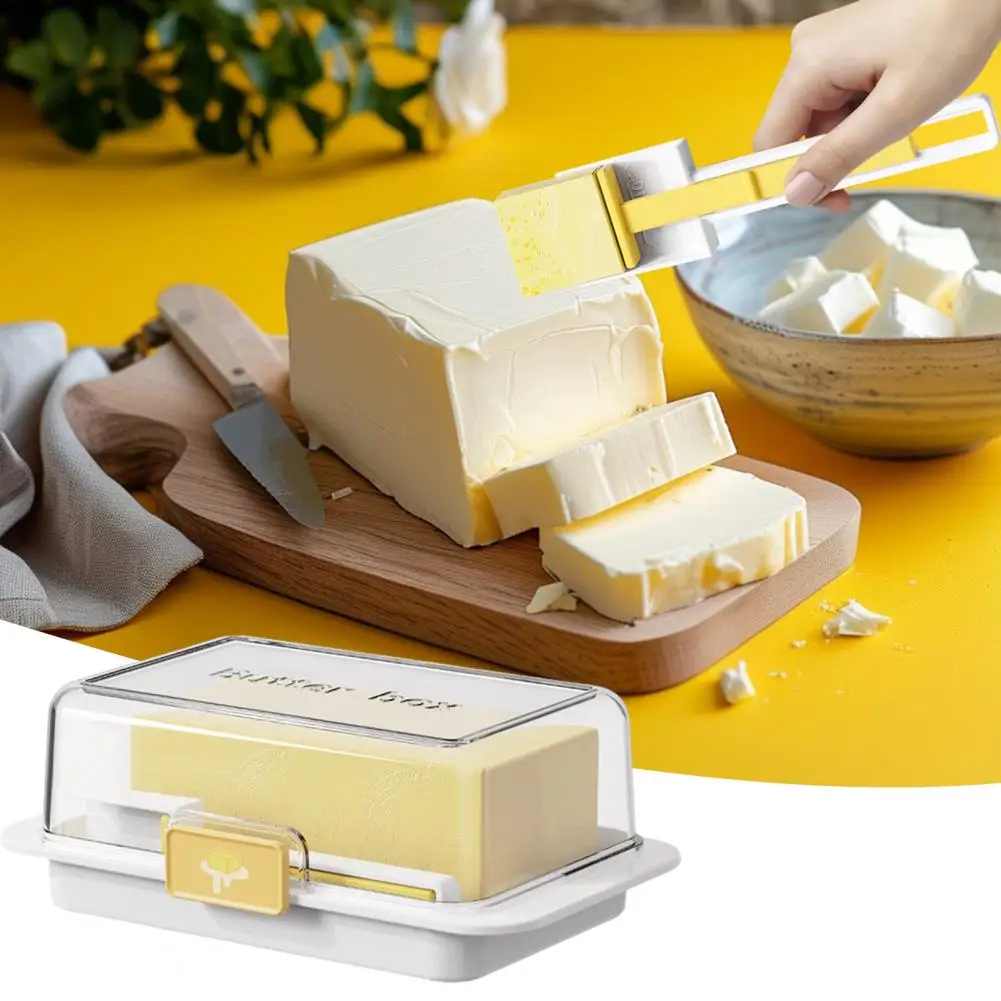1Pc Butter Keeper Box Food Grade Butter Cutter Dish with Airtight Lid Storage Box with Cutting Spoon for Fridge Storage