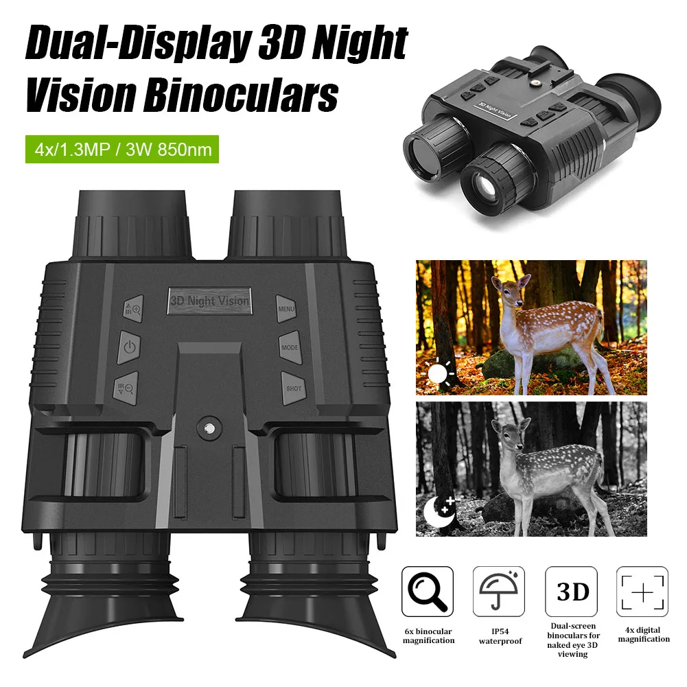 NV8000 Helmet HD Infrared Night Vision Device, 3D Hunting Video Camera, Outdoor Camping Tent, Travel Binoculars