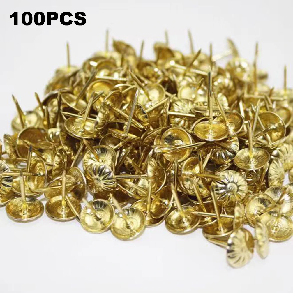 100Pcs Antique Brass Bronze Upholstery Nail Jewelry Gift Wine Case Box Sofa Decorative Tack Stud Pushpin Doornail Hardware