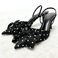 Brown Polka Dot Butterfly Knot Decoration Brand Pumps Women Elegant Pointed Toe Thin Heel Designer Shoes Sexy Party Dress Shoes