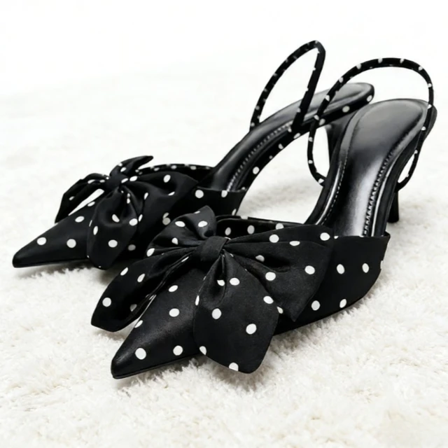 Brown Polka Dot Butterfly Knot Decoration Brand Pumps Women Elegant Pointed Toe Thin Heel Designer Shoes Sexy Party Dress Shoes