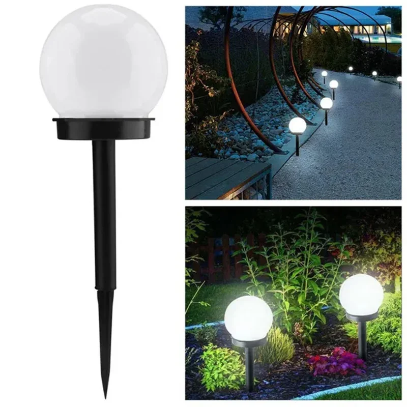 LED Solar Lawn Light Energy Powered Waterproof Outdoor Garden Light Street Spherical Lamp White Lawn Yard Landscape Decorative