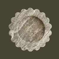 Wholesale Customization 1pc Sample Price D20x2CM Small Round Scallop Tray Storage Natural Marble Stone Travertine Trinkets Bowl 1