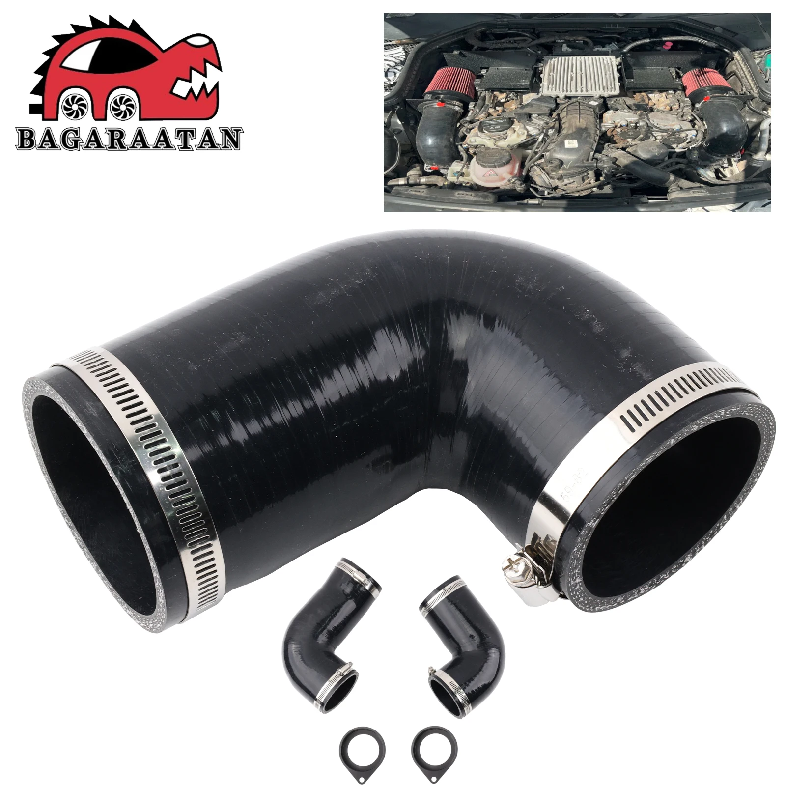 Twin Turbo Upgrade Inlet Silicone Pipe for Mercedes-Benz C450 AMG 4matic (W205) 3.0T (M276) For C43 AMG 3.0T