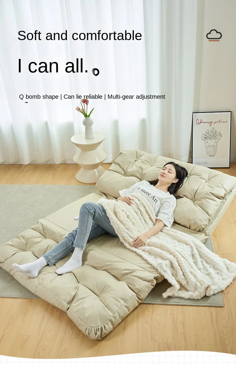 Description Picture 2 of itemX&D Leisure Folding Lazy Sofa Bed Can Lie Sleep Double Adults Floor Backrest Foldable Exquisite Sofa Bedroom Tatami Floor Chair