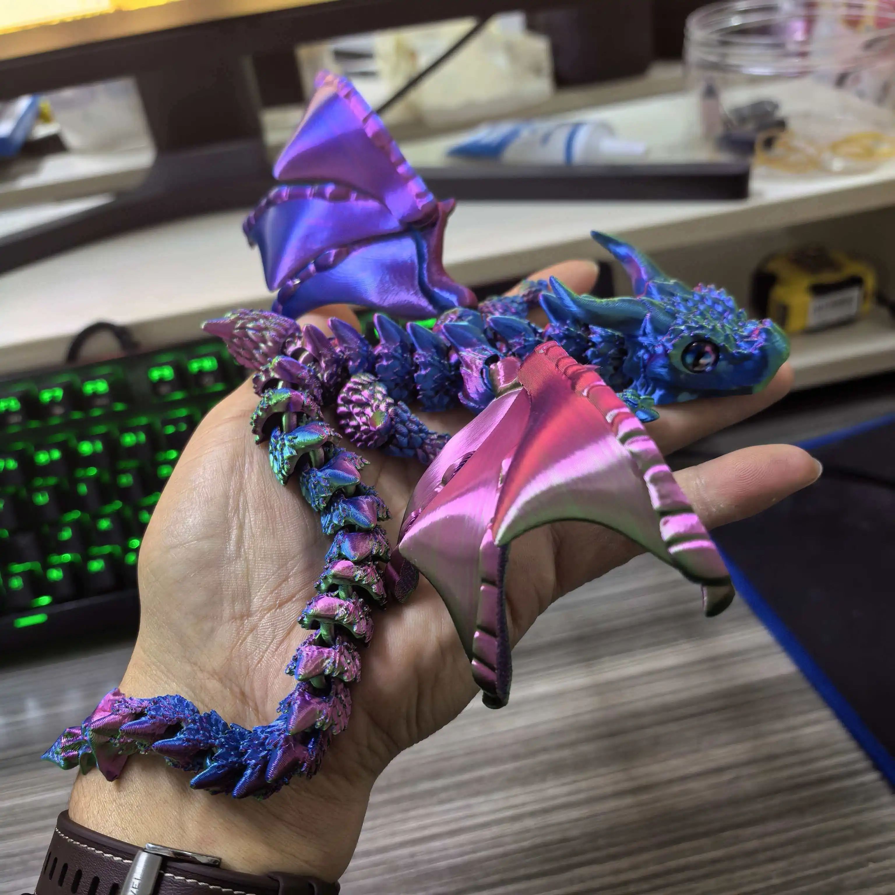 22-30CM 3D Printed Simulated Eyes Flying Dragon Baby Ornaments Joints Can Move Dragon Rockery Fish Tank Landscaping Decoration 5