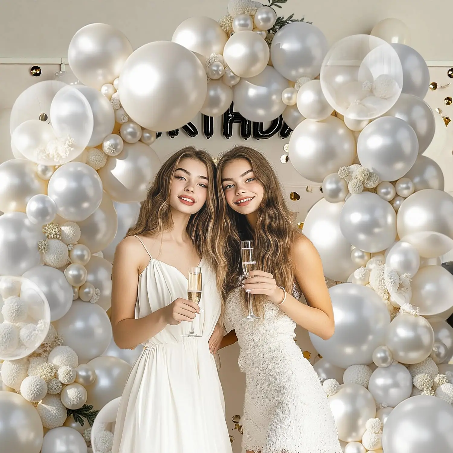 Pearl White Balloon Arch Kit 101pcs For Weddings, Showers, Birthdays...