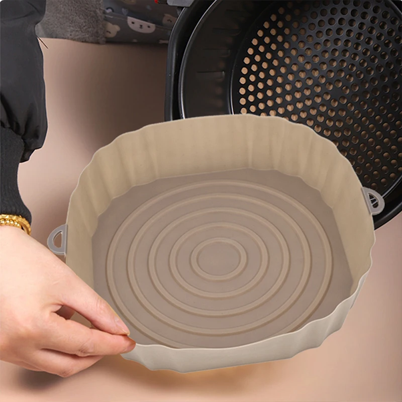 Reusable Air Fryer Silicone Pot Oven Baking Tray Airfryer Silicone Basket Pizza Fried Chicken Grill Pan Mat Kitchen Tool air fryer silicone tray