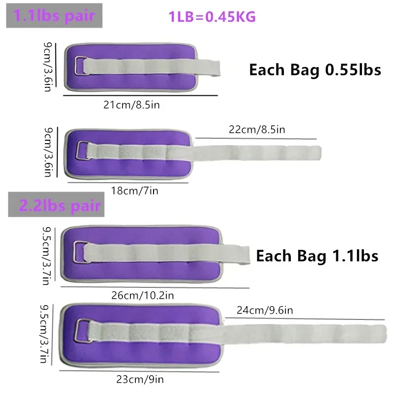 1 Pair Wrist Ankle Straps Fitness Sand Bag Training Wraps Strength Running Practice Dancing Body Building Weight Loaded Cuff