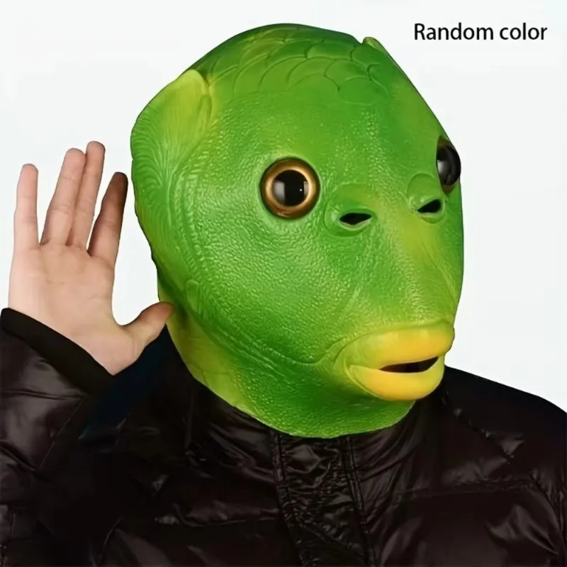 Halloween Mask Party Masks Face Mask 3d Face Masks Fish Head Mask Horror Mask Halloween Green Fish Head Monster Mask