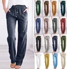 Women's Loose Cotton Linen Drawstring Trousers Spring Summer New Arrival Casual Wide Leg Long Pants Fashionable Female Jeans
