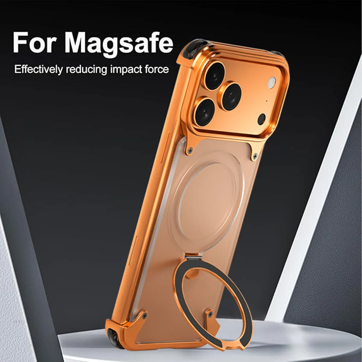 Premium Aluminum Alloy Magnetic Ring Holder in Orange Silver Black - Skycase