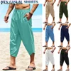 Hot Sale Mens Polyester Cotton Shorts 3/4 Summer Baggy Sweatshorts Trousers Solid Men Hip Hop Loose Long Streetwear Pants 2XL 1