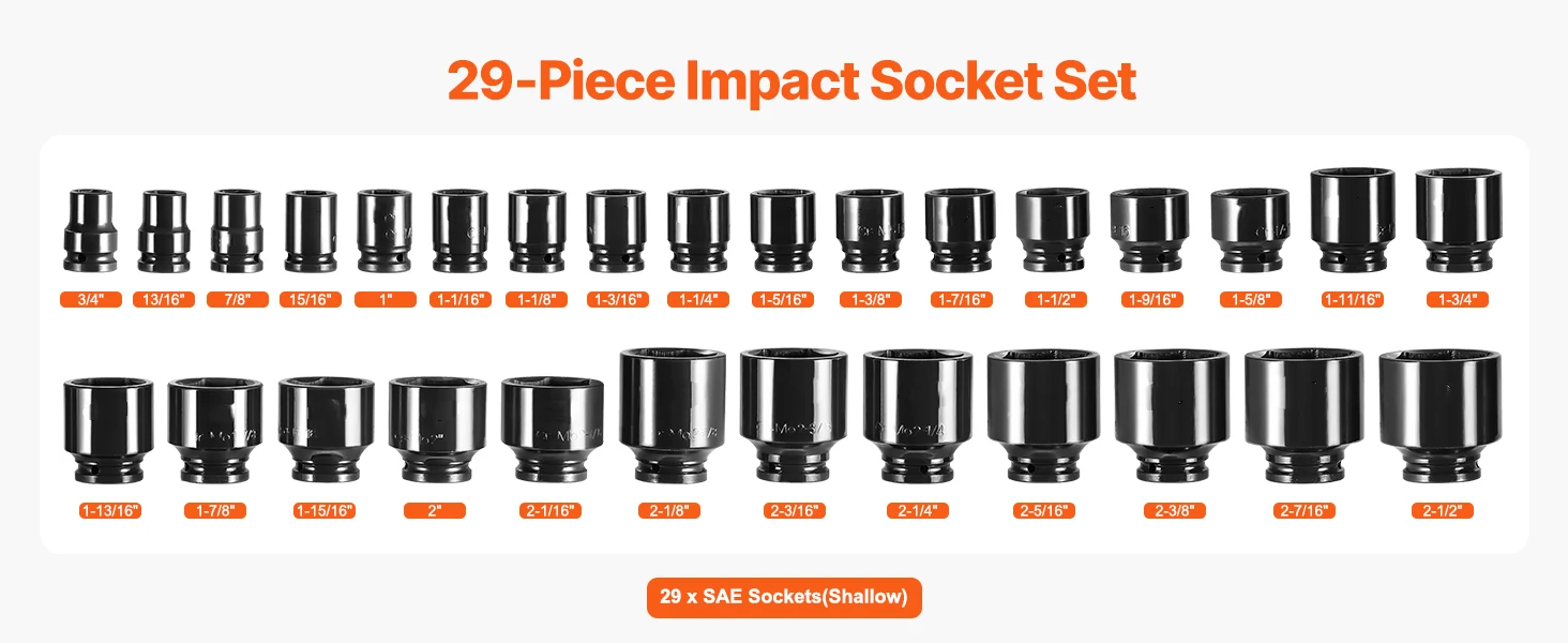 29 piece socket set sizes