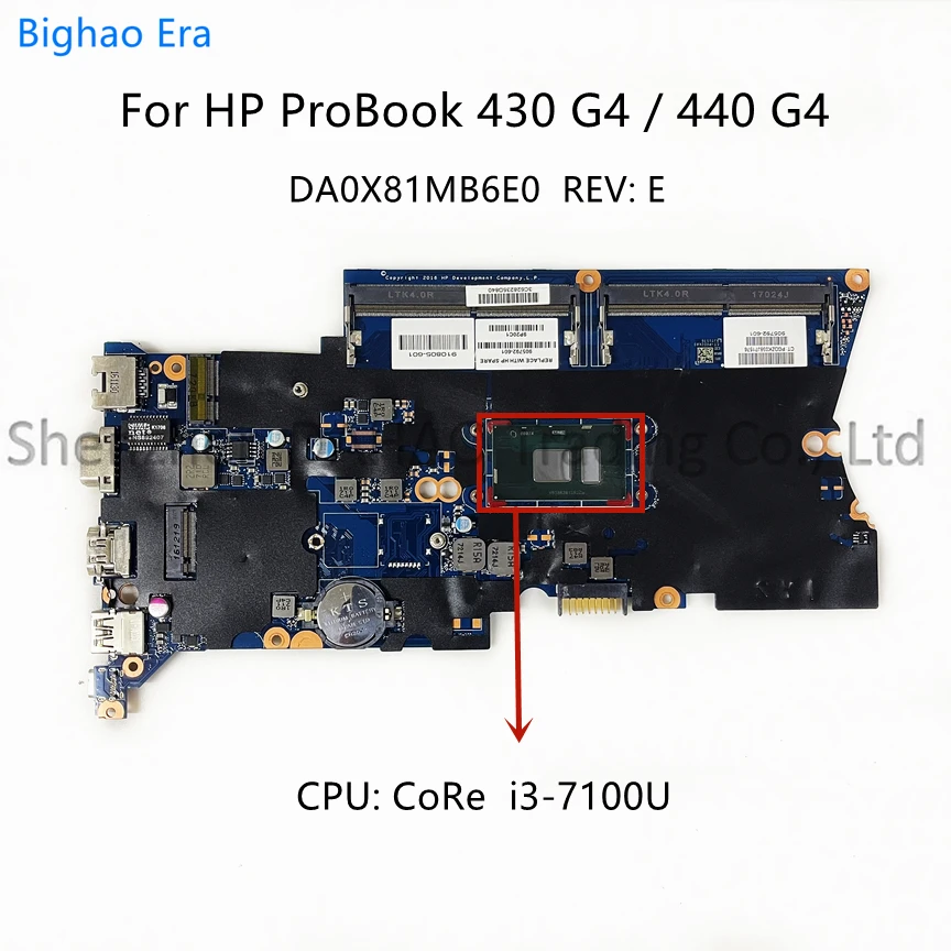 

905792-001 905792-601 для ноутбука HP ProBook 430 G4 440 G4, материнская плата DA0X81MB6E0 с процессором Intel i3-7100U DDR4 100%, полностью протестирована