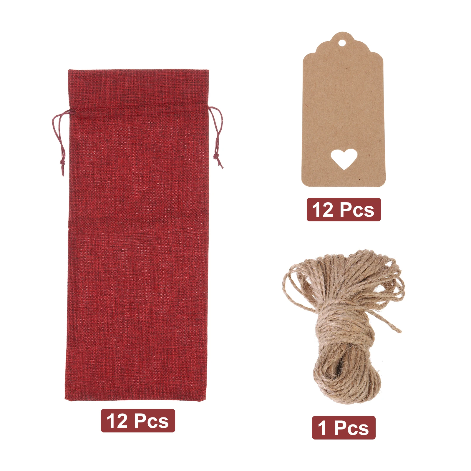 12pcs Burlap Wine Bags with Drawstrings, Reusable Gift Bag Pouches with Tags, Durable W... - SKU BWBD1902 - UGI Packaging