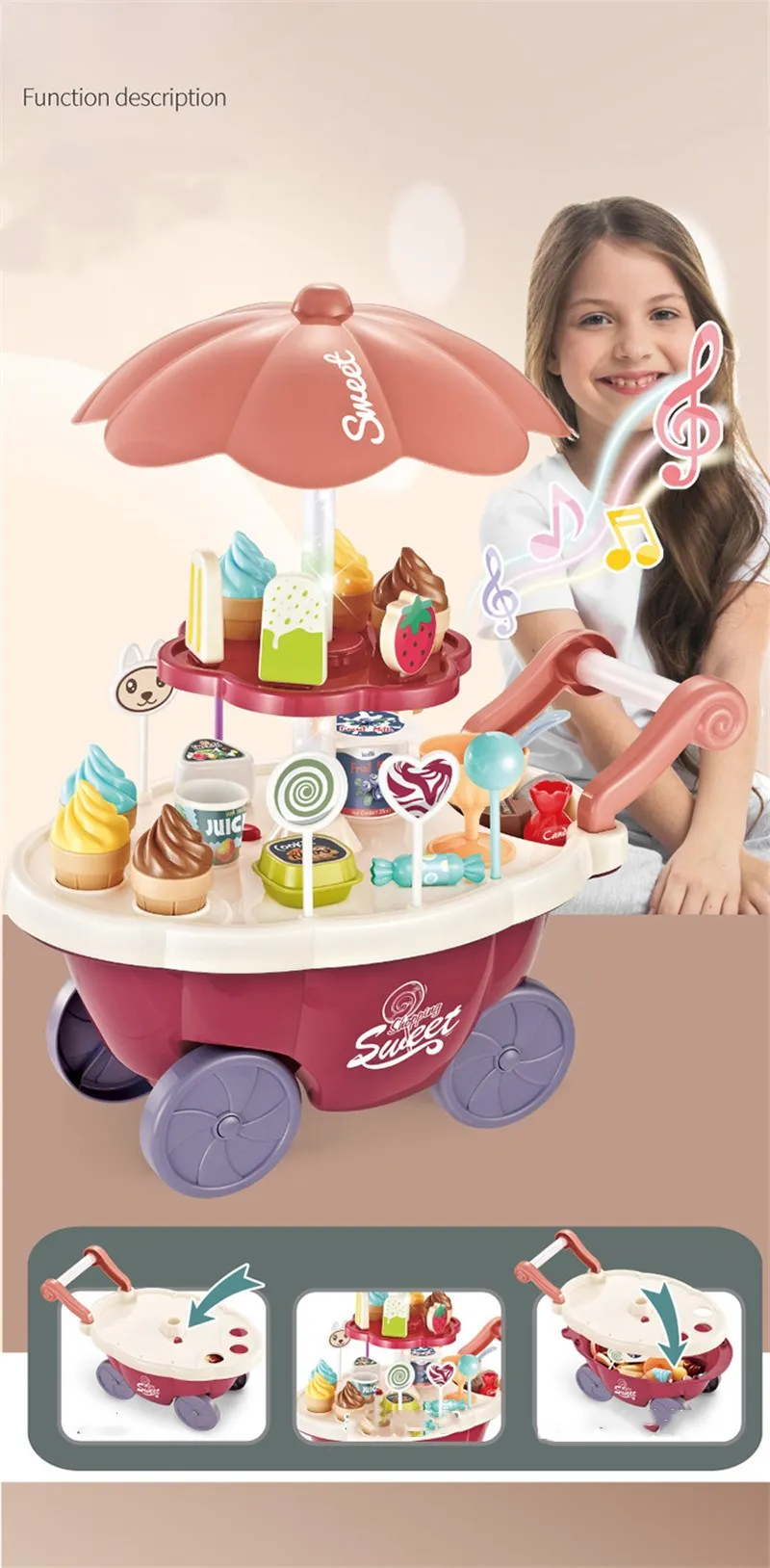 pces sorvete doces trole casa jogar brinquedos doces carro sorvete carrinho de doces casa cérebro jogo crianças brinquedos presente das crianças conjunto