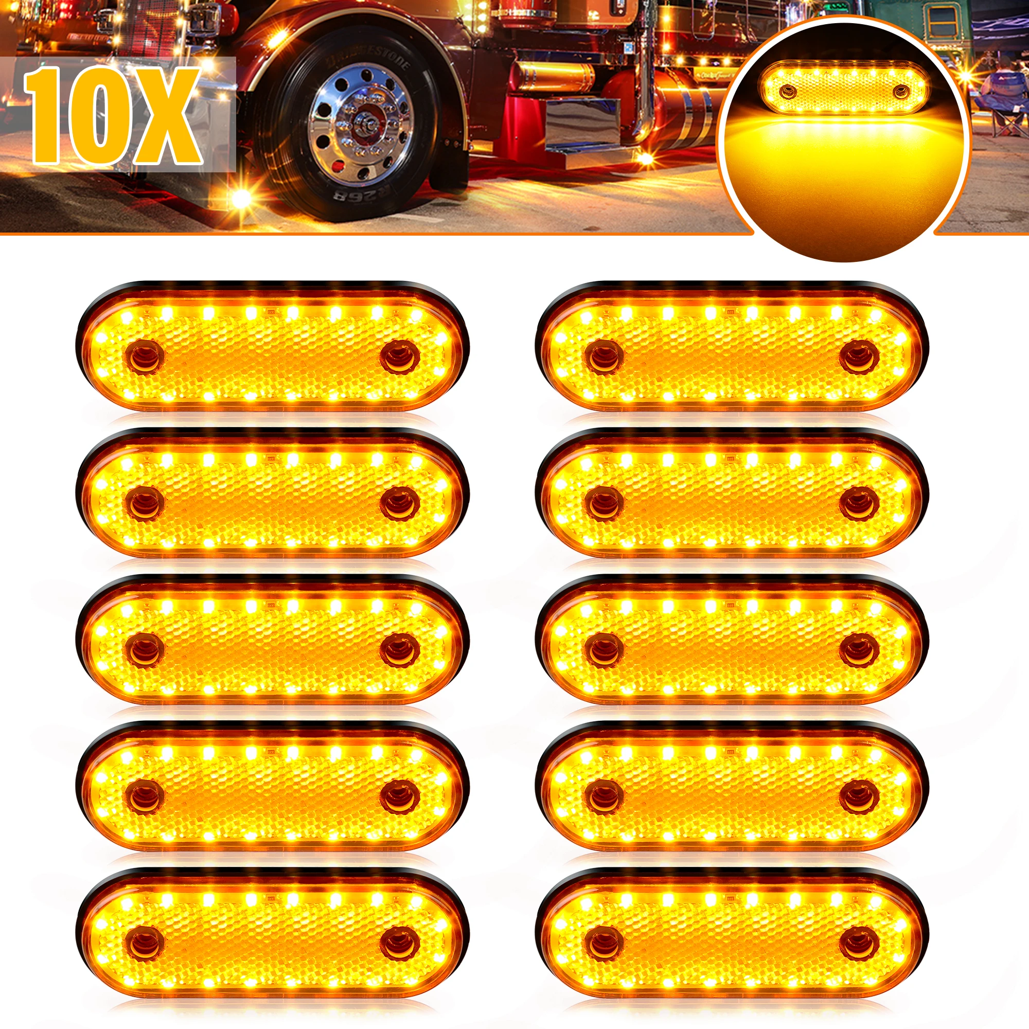 รูปสินค้า โคมไฟด้านข้างกันน้ำ 30 LED สำหรับรถบรรทุกและรถพ่วง DC24V