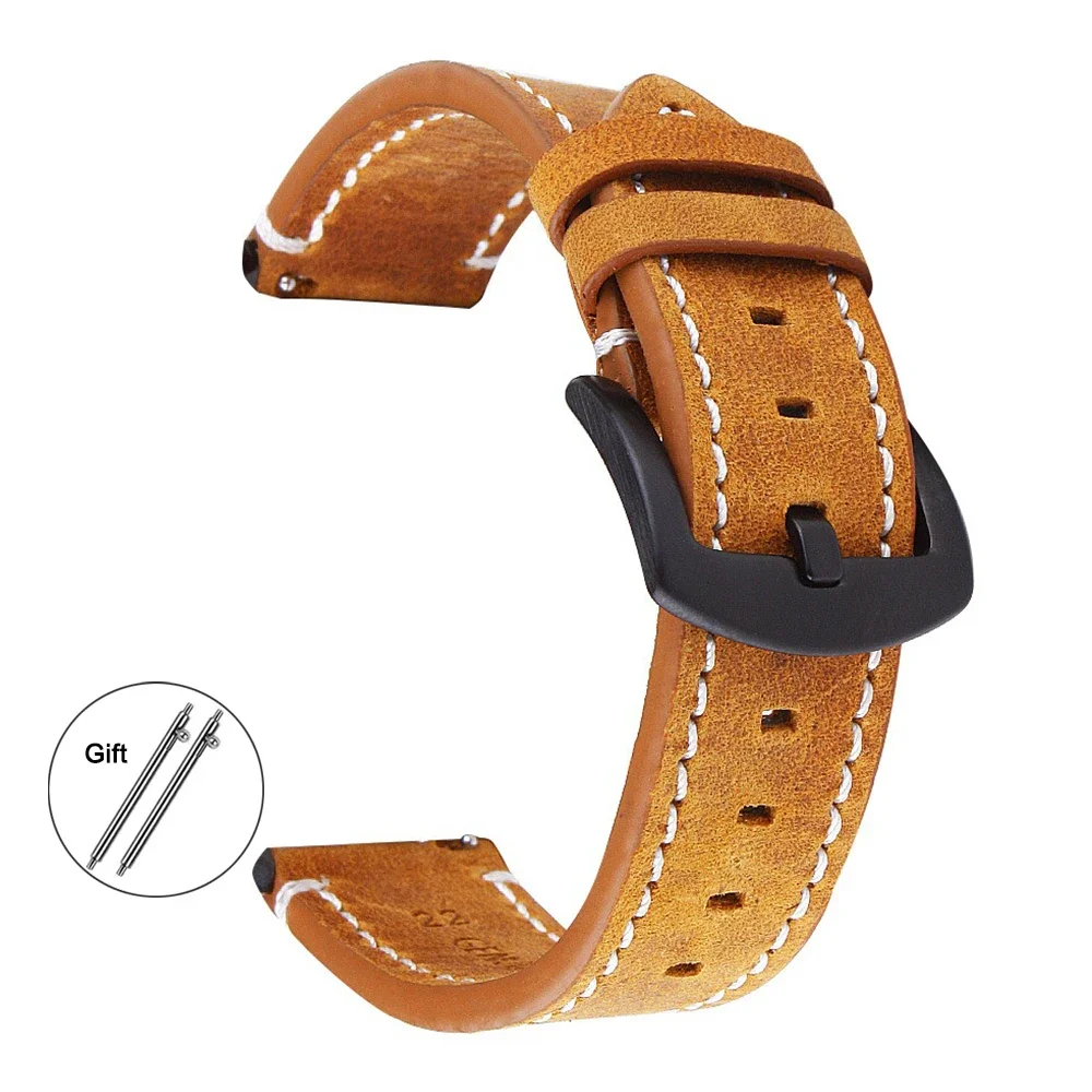 Vintage Soft Leather Watch Band – Retro Style with Quick Release