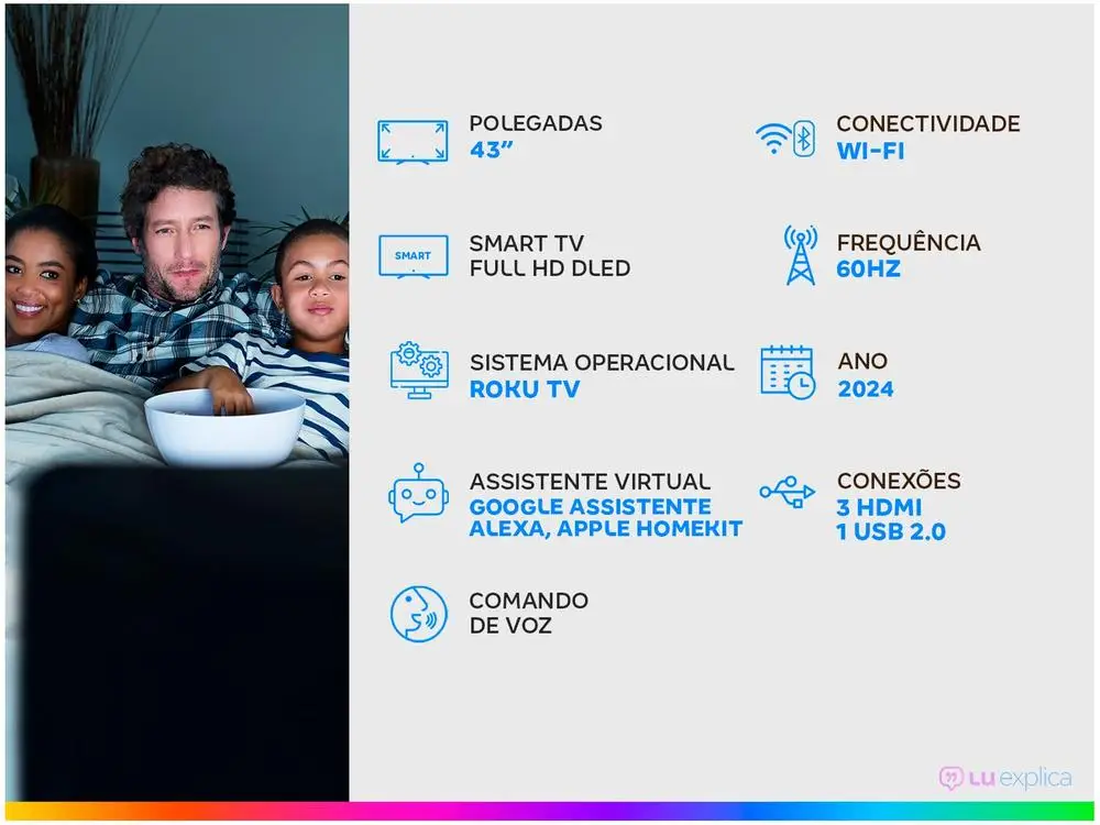 Smart TV 43" Full HD DLED AOC 43S5045/78G VA Wi-Fi 3 HDMI 1 USB 2