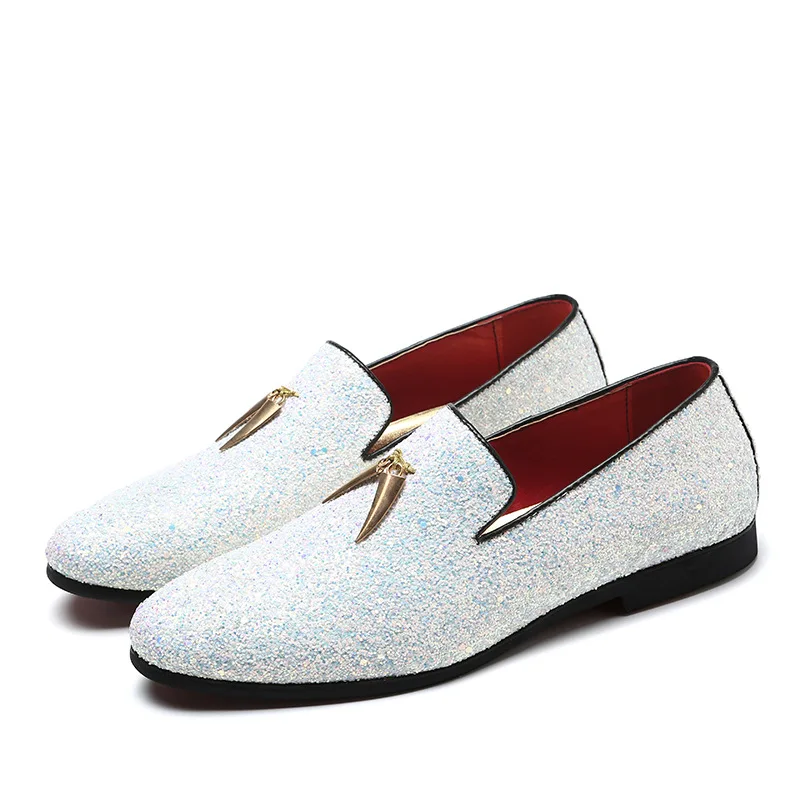 Men's Casual Shoes Men Fashion Sequins Bling Glitter Party Wedding Flats Mens Light Comfortable Driving Loafers Moccasins 6