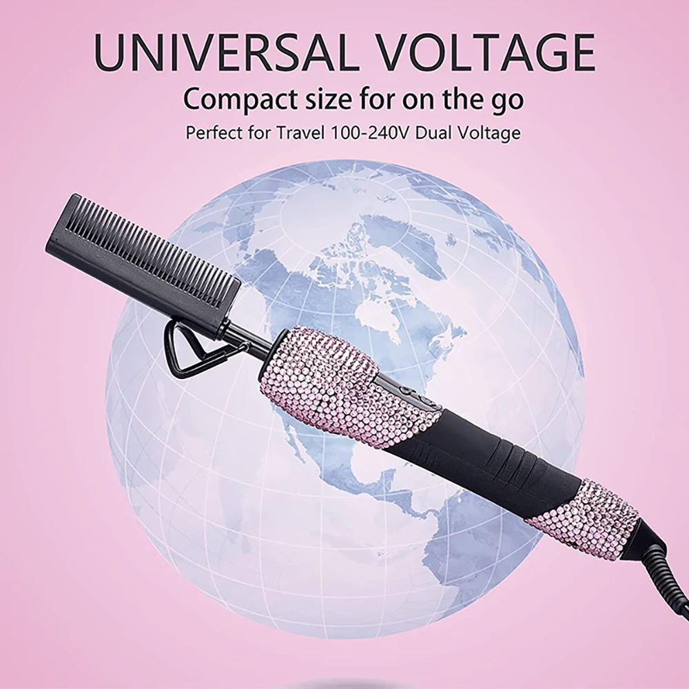 Electric Hot Comb Diamond Straightening Comb Pro Ceramic High Temperature Peine Alisador De Cabello for African American Hair 6