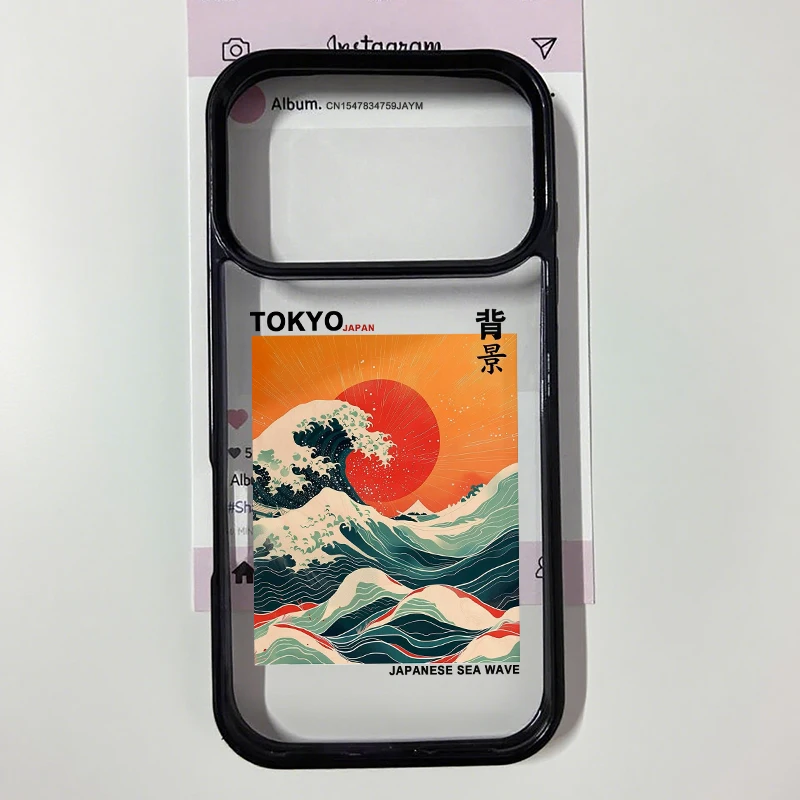 Japan Anime Fuji Mountain & Great Wave Clear Hard Phone Case Cover