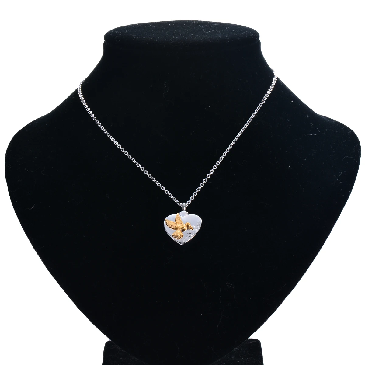 Stainless Steel Heart-shaped Urn Necklaces for Ashes Hummingbird Pendant Animal Cremation Memory Jewelry with Funnel Spoon 5