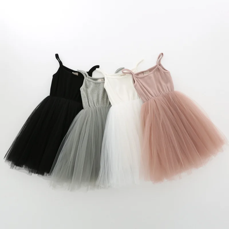 

Spring New Girls' Suspender Dress Mesh Skirt Children's Baby Patchwork Princess Skirt puffy Skirt Girls' Dance Practice Skirt