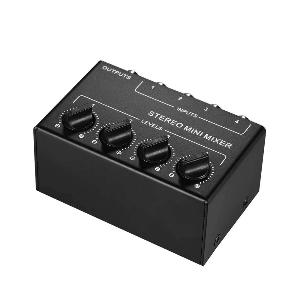 Mini Stereo Audio Mixer Mixer Passivo Microfone Multi-canal em Out Splitter para Studio Cx400