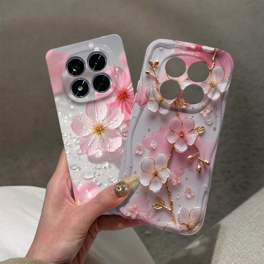 Artistic Pink Cherry Blossom Wave Oil Phone Case Cover
