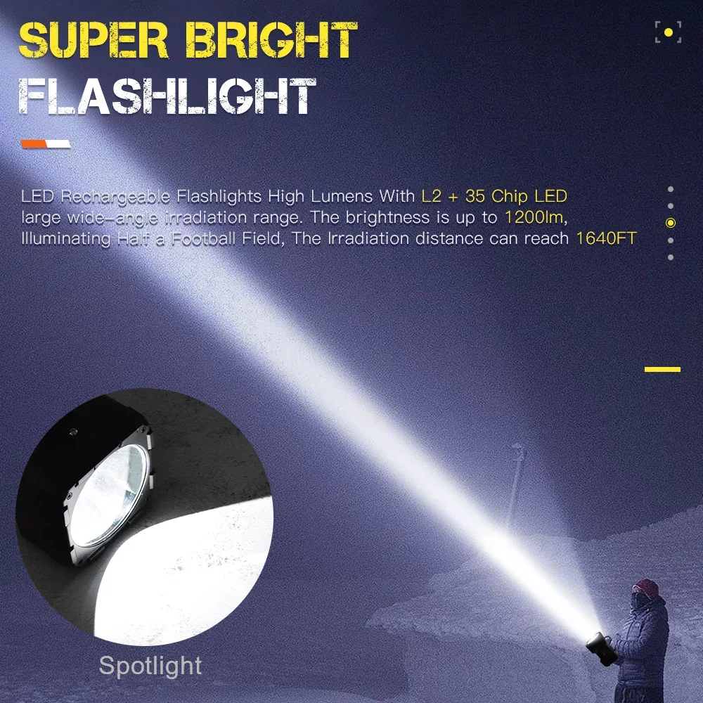 Led flashlight camping lights camping lamp double head handheld searchlight USB rechargeable LED super bright 10000mAh high power floodlight fishing camping